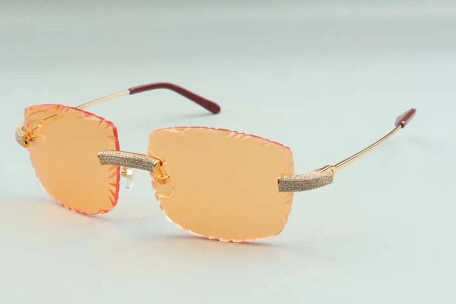 2021 Kıdemli Tasarımcılar Güneş Gözlüğü 3524023 Kesme Lens Mikro-Pavalı Elmaslar Metal Teller Çubuklar Gözlük Boyutu 58-18-135mm263a
