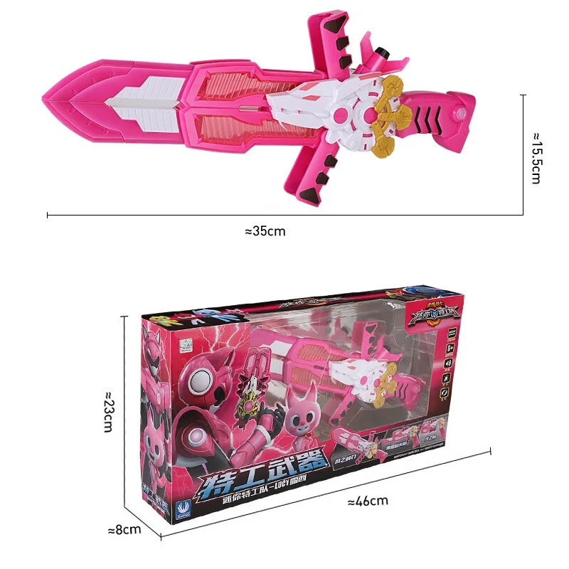 Drie modus Mini Force Transformation Sword Toys met geluids- en lichte werkingscijfers Miniforce X Vervorming Gun Toy2403031