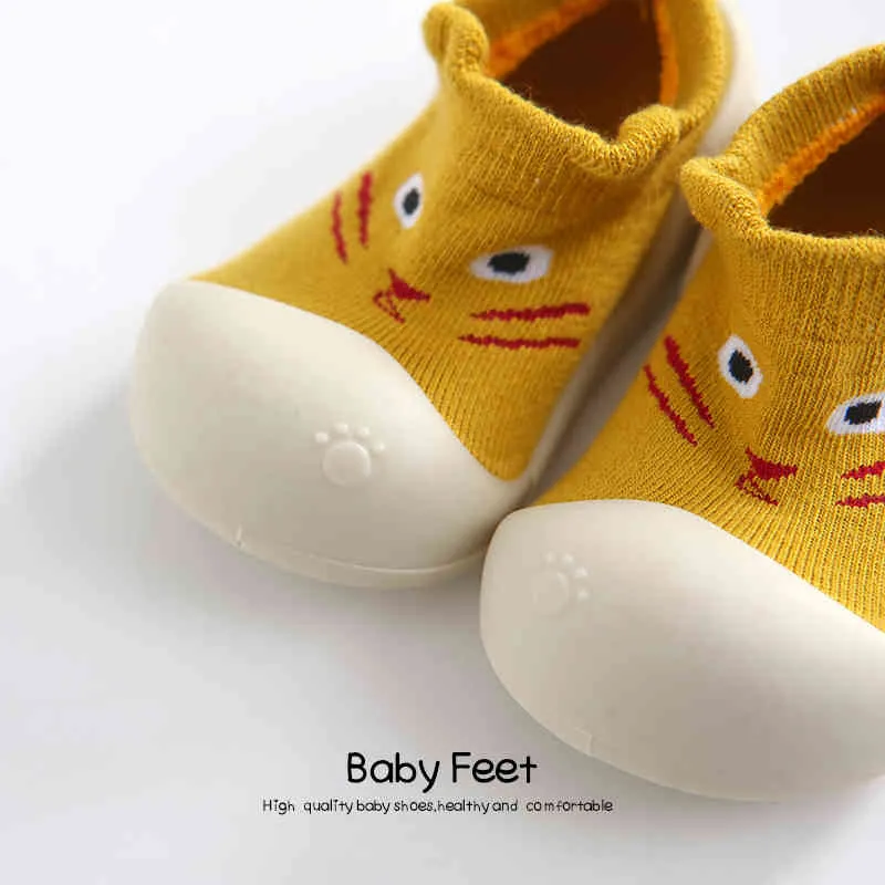 Baby Sock Shoes Anti-Slip Primavera Animal Animal Sapatos De Bebé Bebé Bebê Bebê Soluga Sole Sapatos 210326