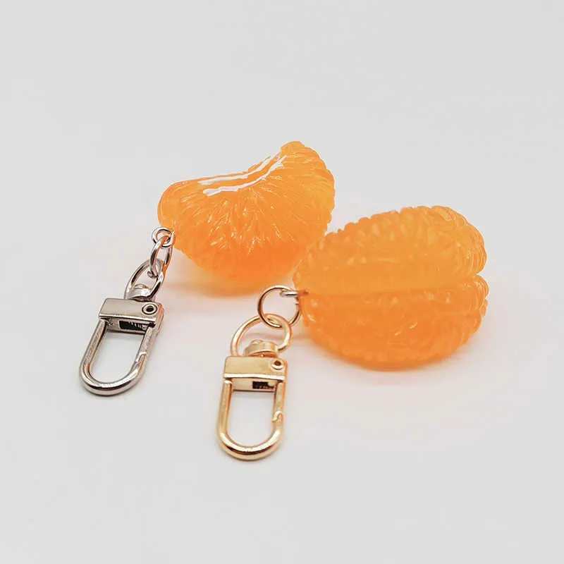 1 Stück Nette Simulation Obst Orange Schlüsselbund Schlüsselbund Für Frauen Mädchen Schmuck Cartoon Auto Handtasche Schlüssel Halter Dekoration G1019