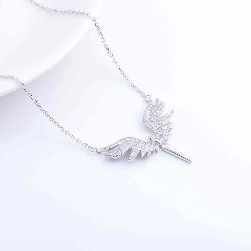 Pekurr 925 Sterling Silver CZ Angle Wing Phoenix Eagle Bird Necklaces Pendants For Women Chain Jewelry Gifts 220114259Q5469152