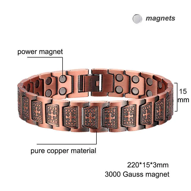 OKTRendy Copper Magneter Armband Bangles Män Armband Metal Healing Magnetic Cross Jesus Kristus Armband Smycken Hela