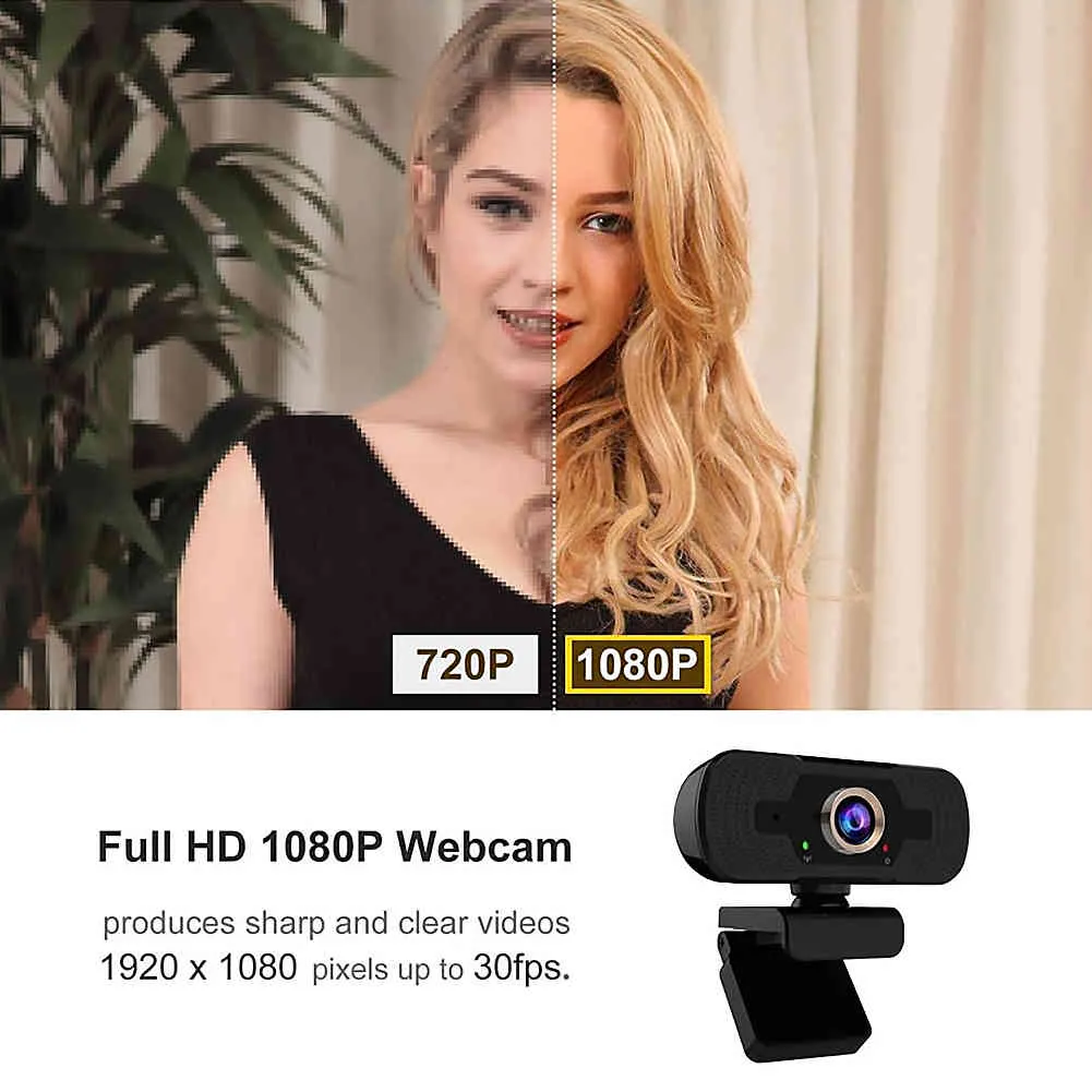 كامل HD 1080P USB كاميرا ويب مع ميكروفون مدمج + غطاء 360 دوران الكمبيوتر البث المباشر البث فيديو كوب كوب