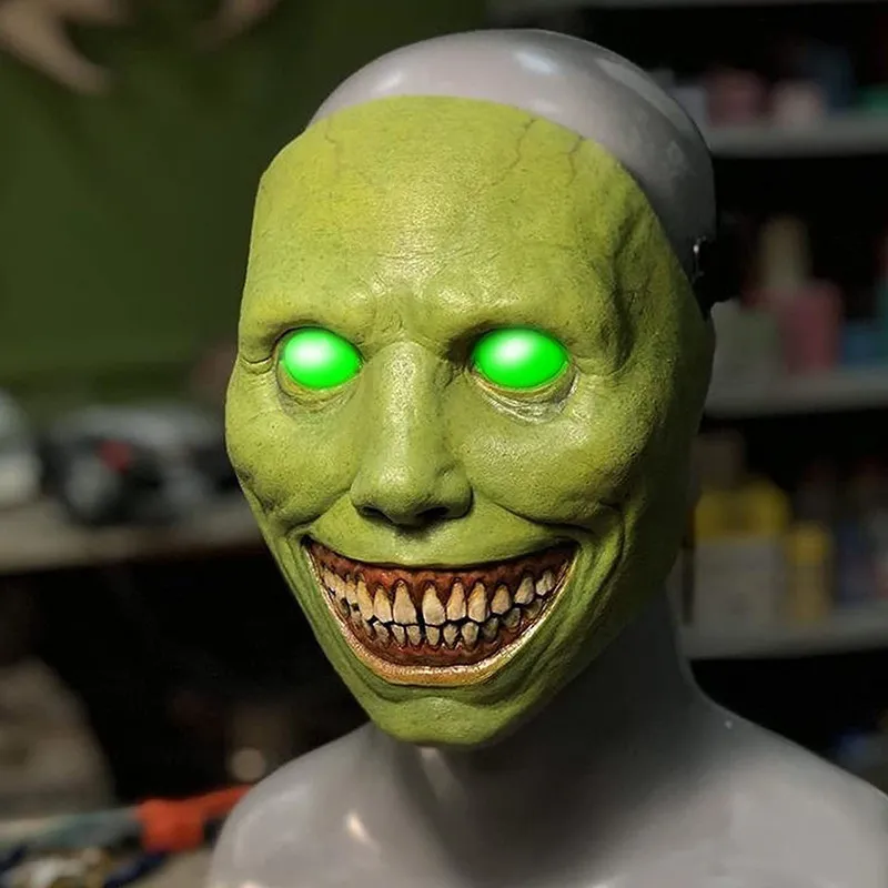 Skrämmiga leende demoner Horror s Vit Eyed Demon Mask Halloween Party Carnival Cosplay Props