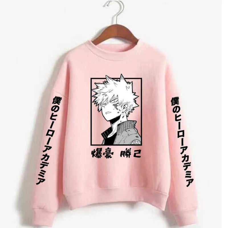 Harajuku min hjälte akademia unisex hoodies japanska anime bakugou katsuki tryckta män hoodie streetwear casual sweatshirts h1227