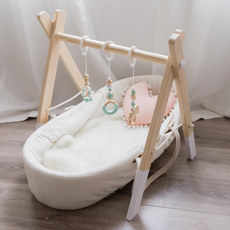 / set bébé hochets perles en bois pendentif berceau mobile bébé jouets lit suspendu décor à la main poussette accessoires produits pour bébés 210320