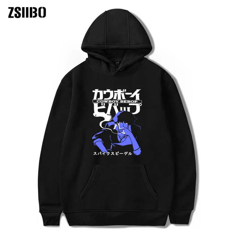 90-tal Klassisk Anime Cowboy Bebop hoodie för män kvinnor långärmad Spike Spiegel Graphic Devil hoodie pullover Harajuku Tops Gift 210730