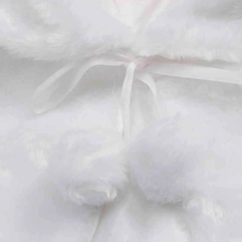 Filles d'hiver mignon princesse blanche veste boléro enfant châle de mariage de mariage de la fête en peluche baptême robe fleurie en faux fourrure enveloppe 2202410955
