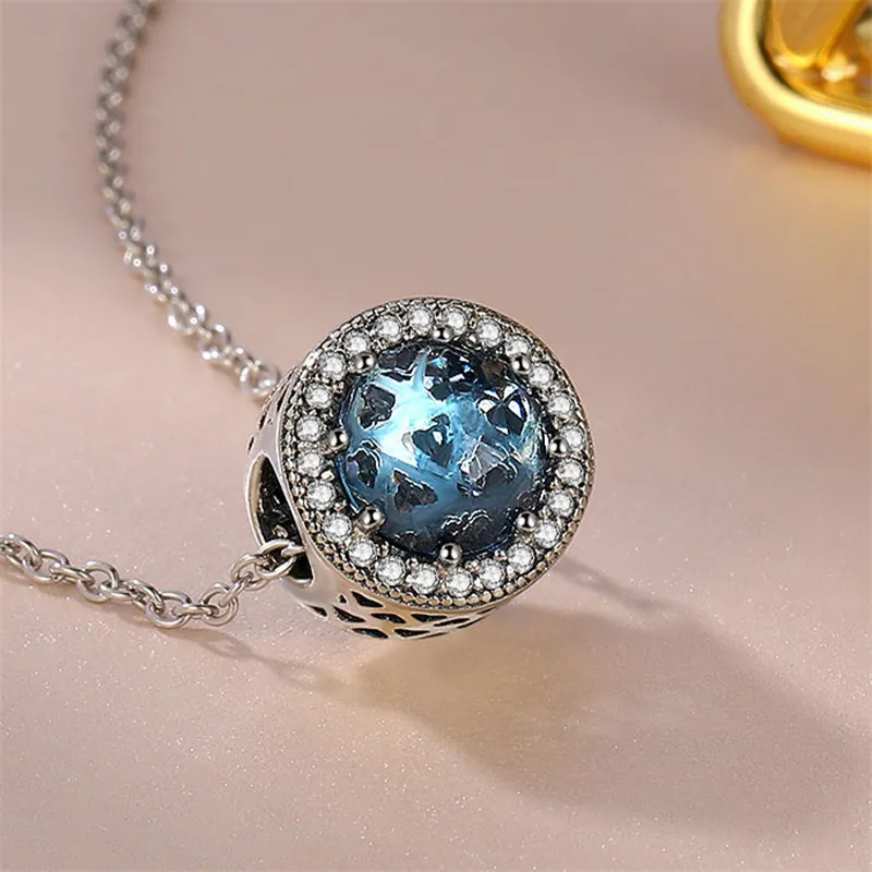 Collier pendentif en argent sterling 100% original 925 avec perles bleue Panm Pendentifs Pendentifs Fine Bijoux XDZ067
