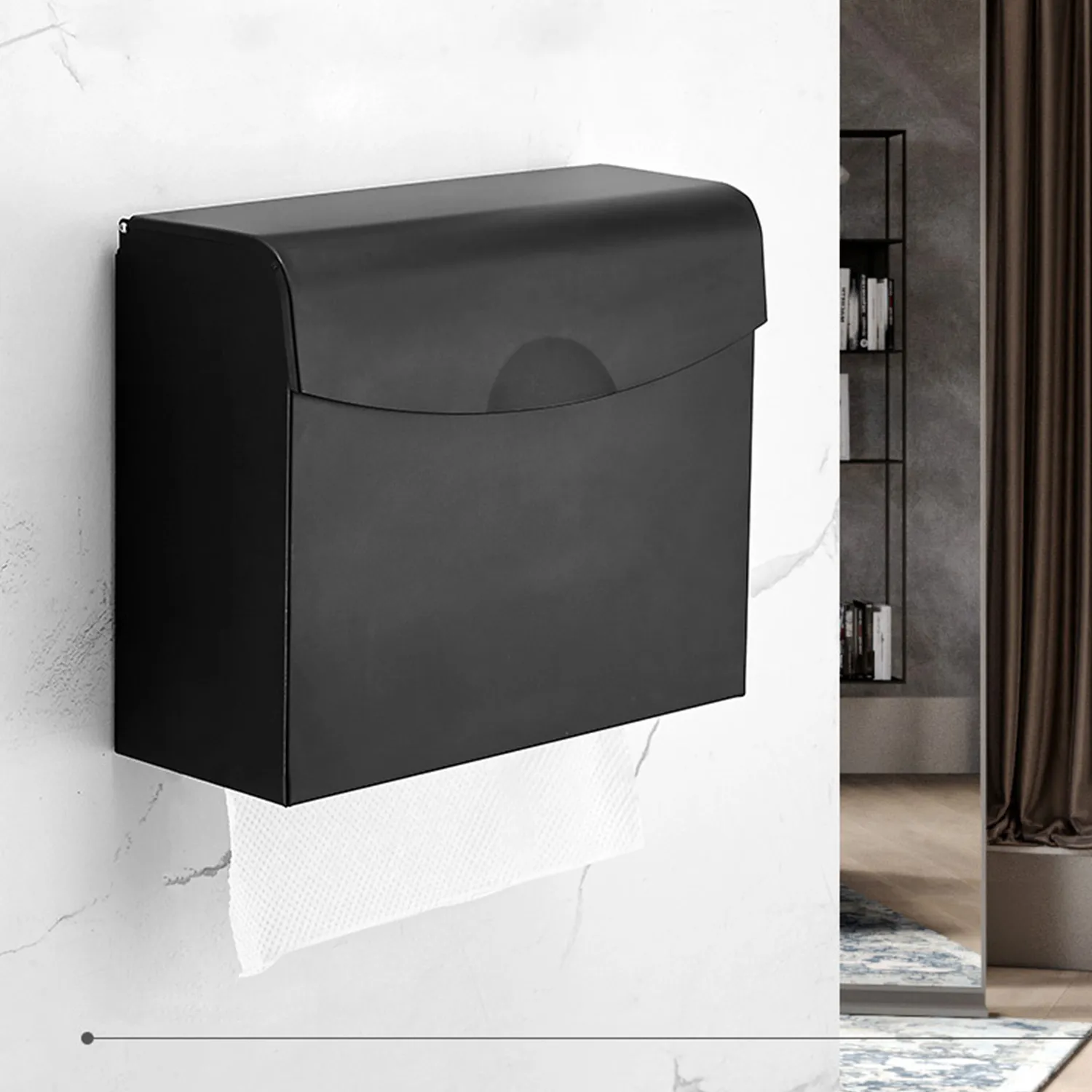 Wall-Mounted Paper Towel Dispenser Dual Dispensing Paper Towel Holder Waterproof Space Aluminum Bathroom Tissue Dispenser Box 2103199g