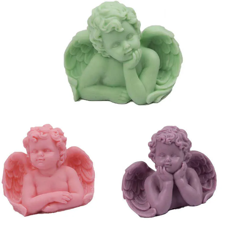 3D Angelo Baby Candela Stampo in silicone Argilla Sapone fatto a mano Forma fondente Stampo cioccolato Strumenti decorare torte in gesso 210721270W