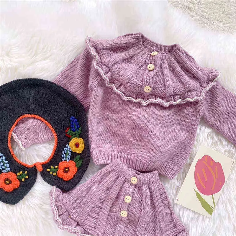 EnkeliBB Kalinka Kids girls Knitted Sweaters and Bloomers Matching Lovely Children Girl Winter Spring Clothes Brand Baby 211104