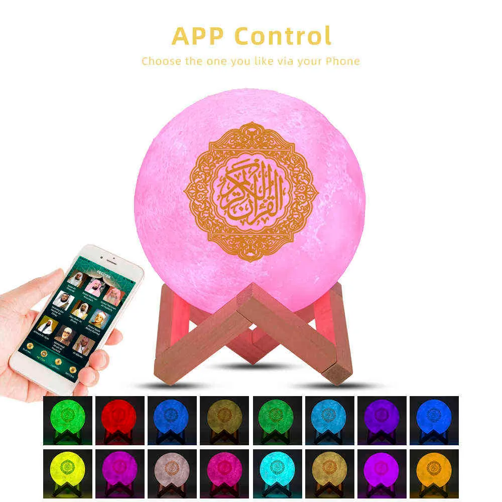 Bluetoothcompatible högtalare Trådlös muslimsk nattljushögtalare 3D Moon med App Control Koranen Speaekr Koran Touch Lamp300F9761901