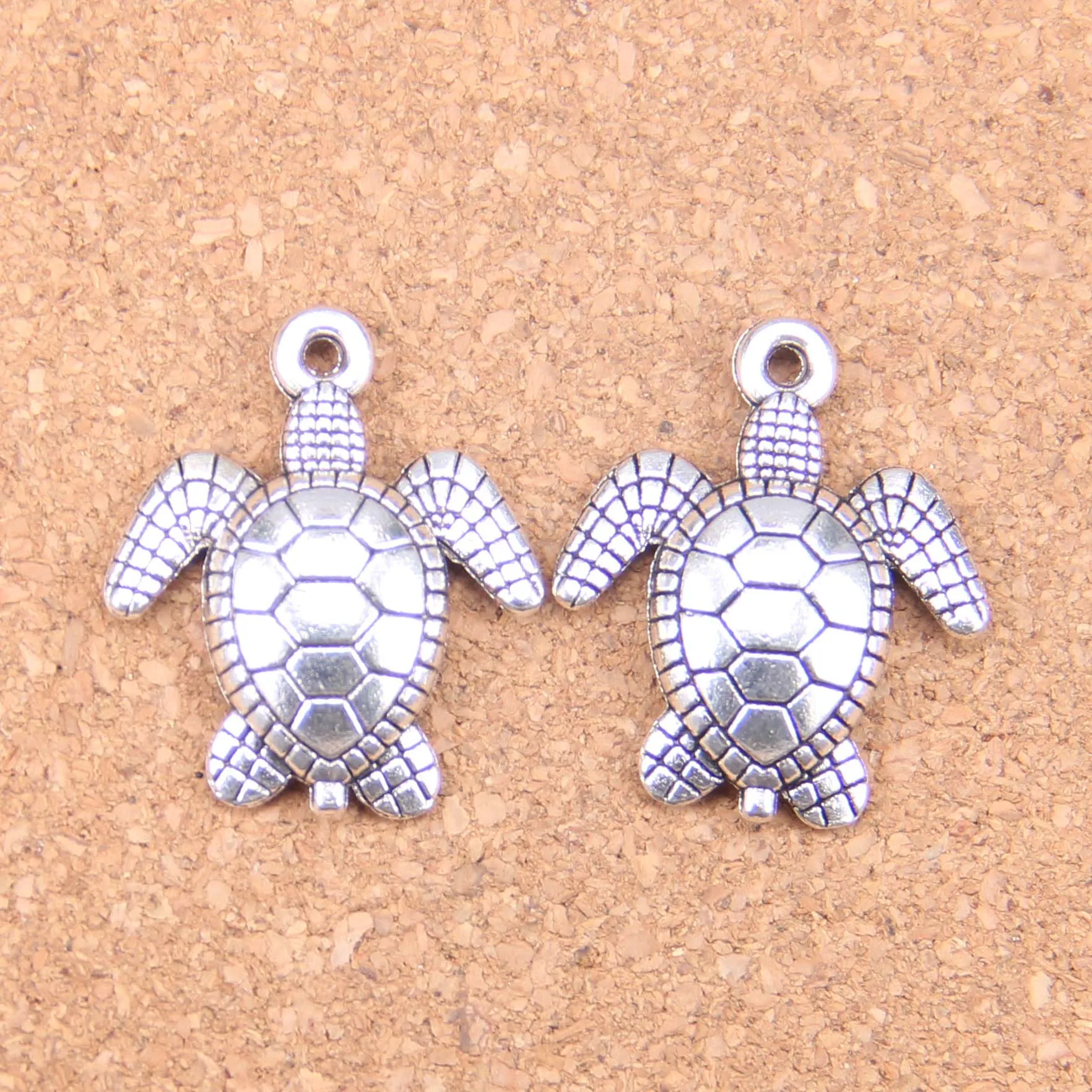 33 pezzi argento antico placcato bronzo tartaruga tartaruga marina ciondolo charms collana fai da te braccialetto braccialetto risultati 26 23mm2490