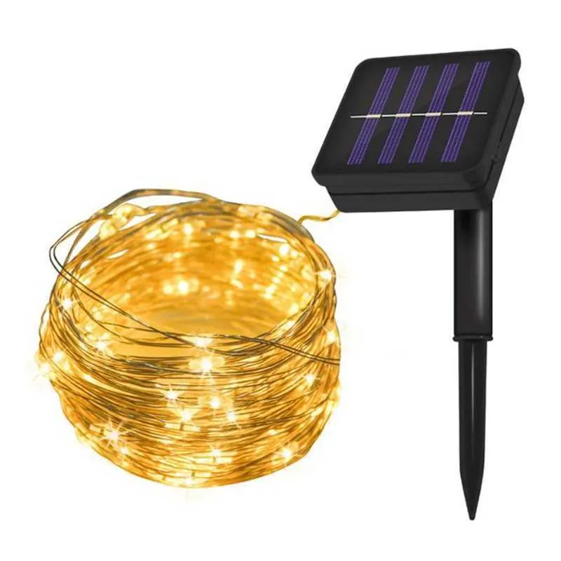 GTBL Solar Powered String Lights, 5 meter 50 LED Koppar Trådljus, Inomhus Utomhus Vattentät Soldekoration Ljus Y0720