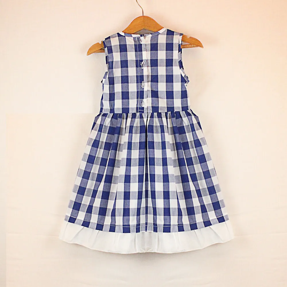 Girls Dress European and American Style Plaid Print Sleeveless Princess Summer Children's Party 3-7Y 210515