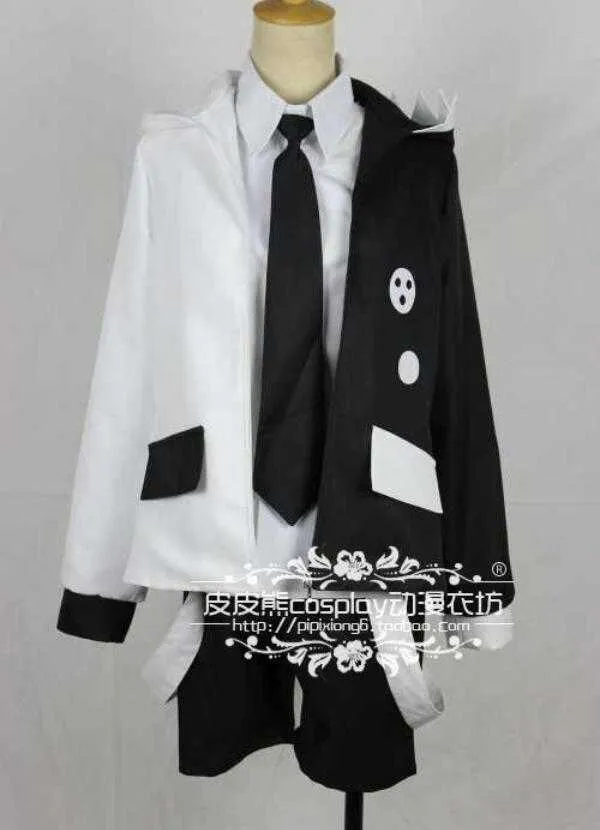 Anime Danganronpa V3: Killing Harmony Cosplay Monokuma de alta calidad Traje unisex abrigo + camisa + corbata + falda o pantalones + calcetines Y0913