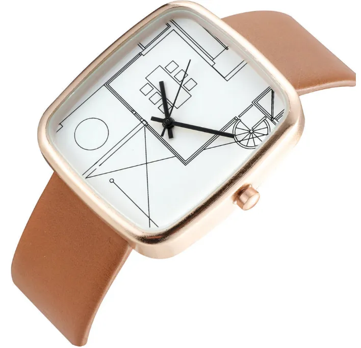 クリエイティブアートシンプルダイヤルCWPクォーツレディースウォッチウィッシュファッション長方形の時計36mm直径優雅な腕時計2973