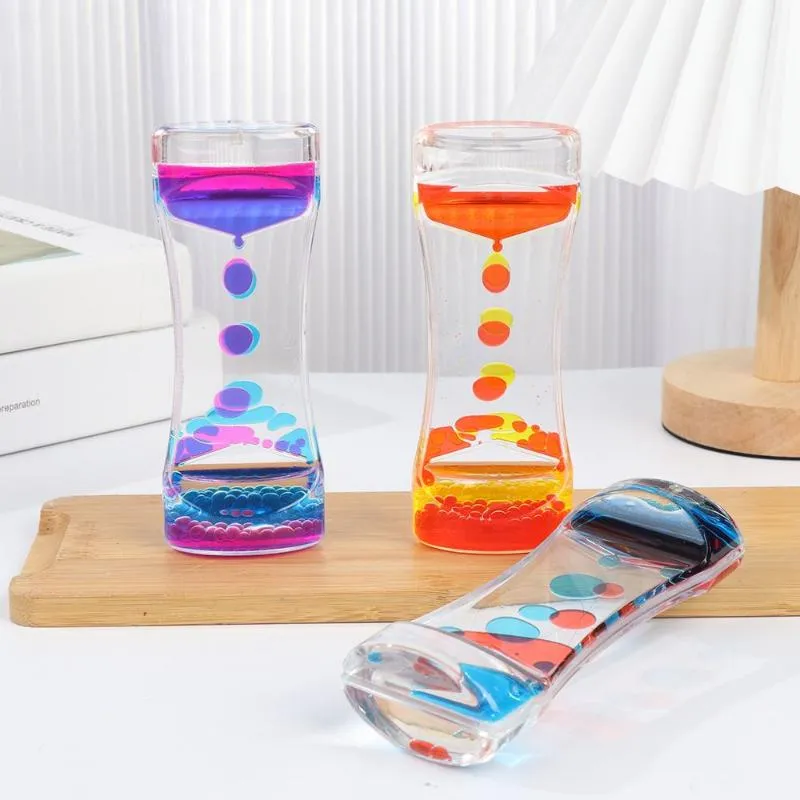 Other Clocks & Accessories Double Color Dynamic Oil Drop Leak Hourglass Toys Hourglasses Ornaments Liquid Timer Beautiful Waist Cr282o