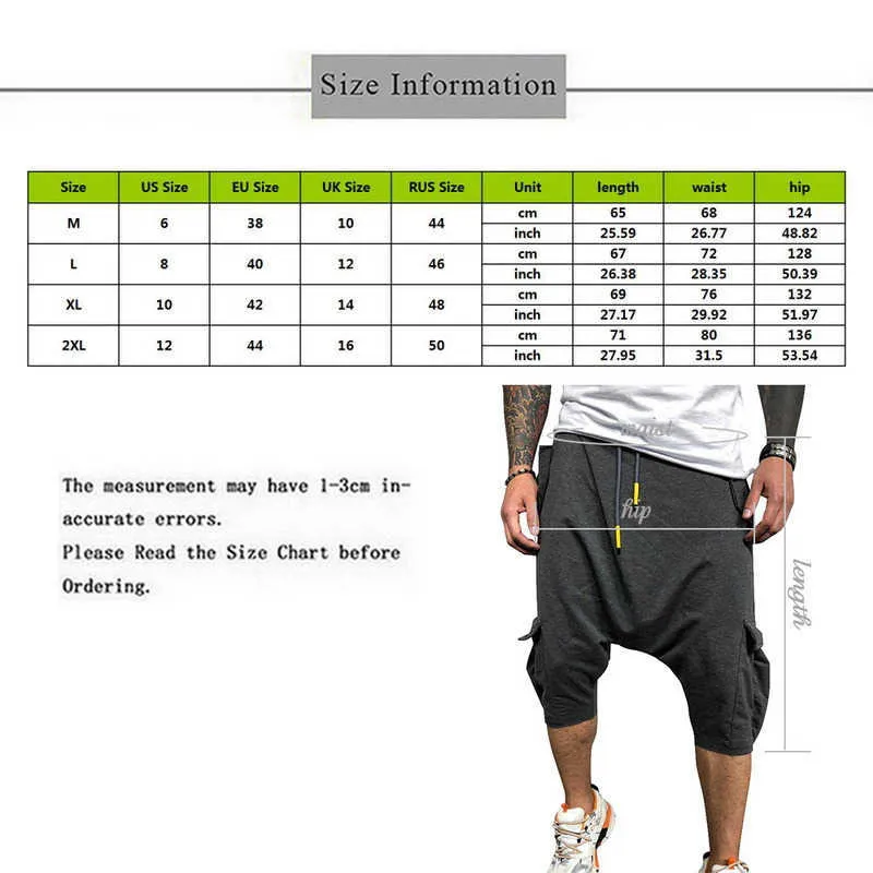 Dihope 2021 Summer New Men's Pants Men Wide Leg Trousers Male Drop Crotch HipHop Man Joggers Calf-Length Pants Track Pant Hiphop X0615