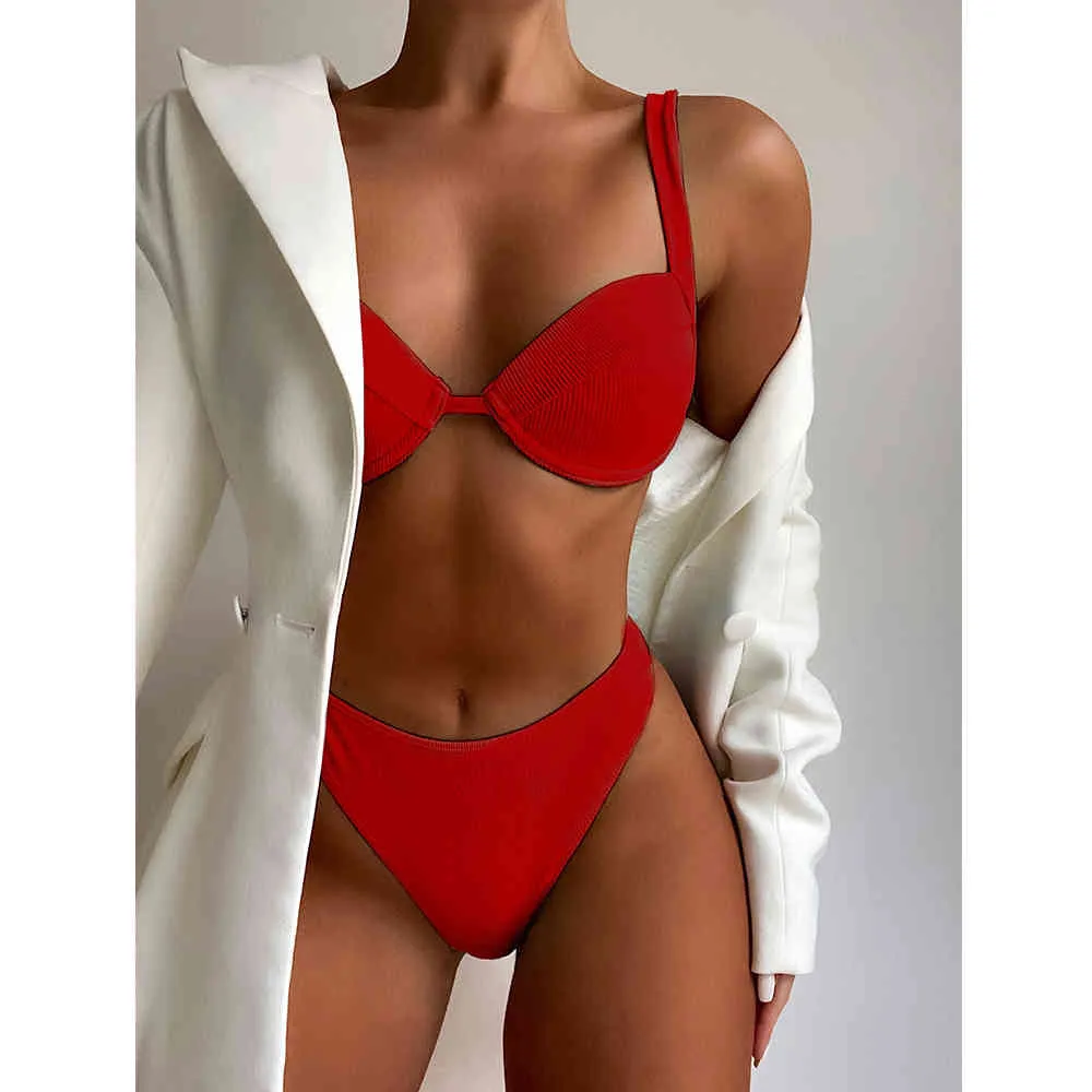 Bikini sexy Costume da bagno donna con ferretto Push Up Donna Vita alta Costume da bagno brasiliano Summer Beach Wear 210521