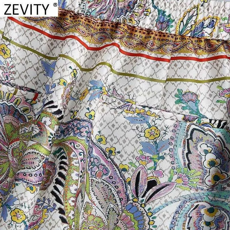 Zevenity vrouwen vintage gestreepte patchwork cashewnoten afdrukken satijnen broek retro vrouwelijke rits vliegen chique enkel lengte broek p1017 210603