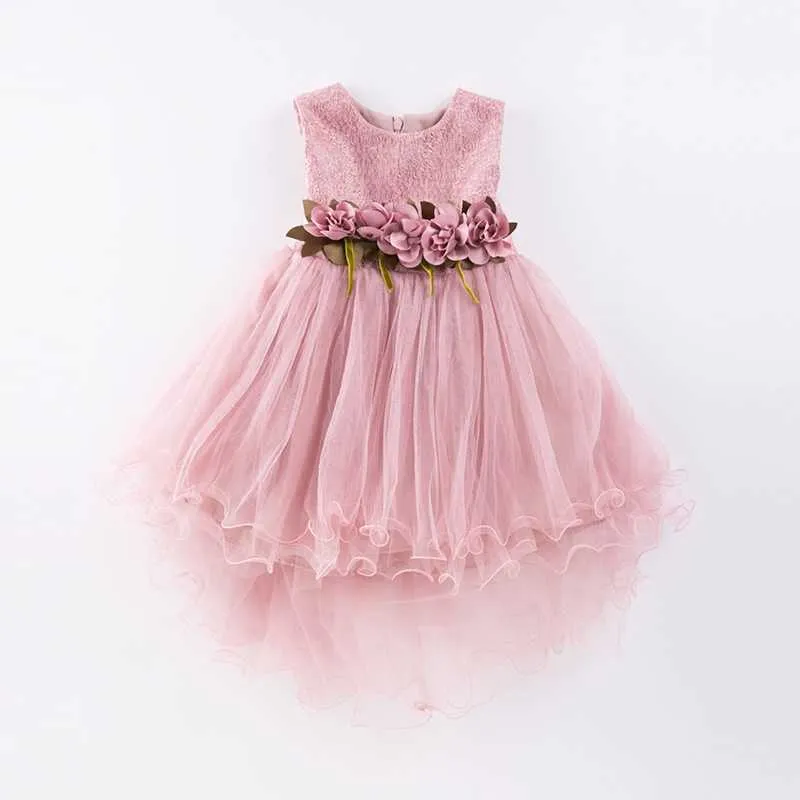 Mädchenkleid Meerjungfrau Tüll Hochzeit Party 2019 Sommer Prinzessin Kleider Kleidung Ballkleid mit Blumen Größe 4-9T Rosa Grün Q0716