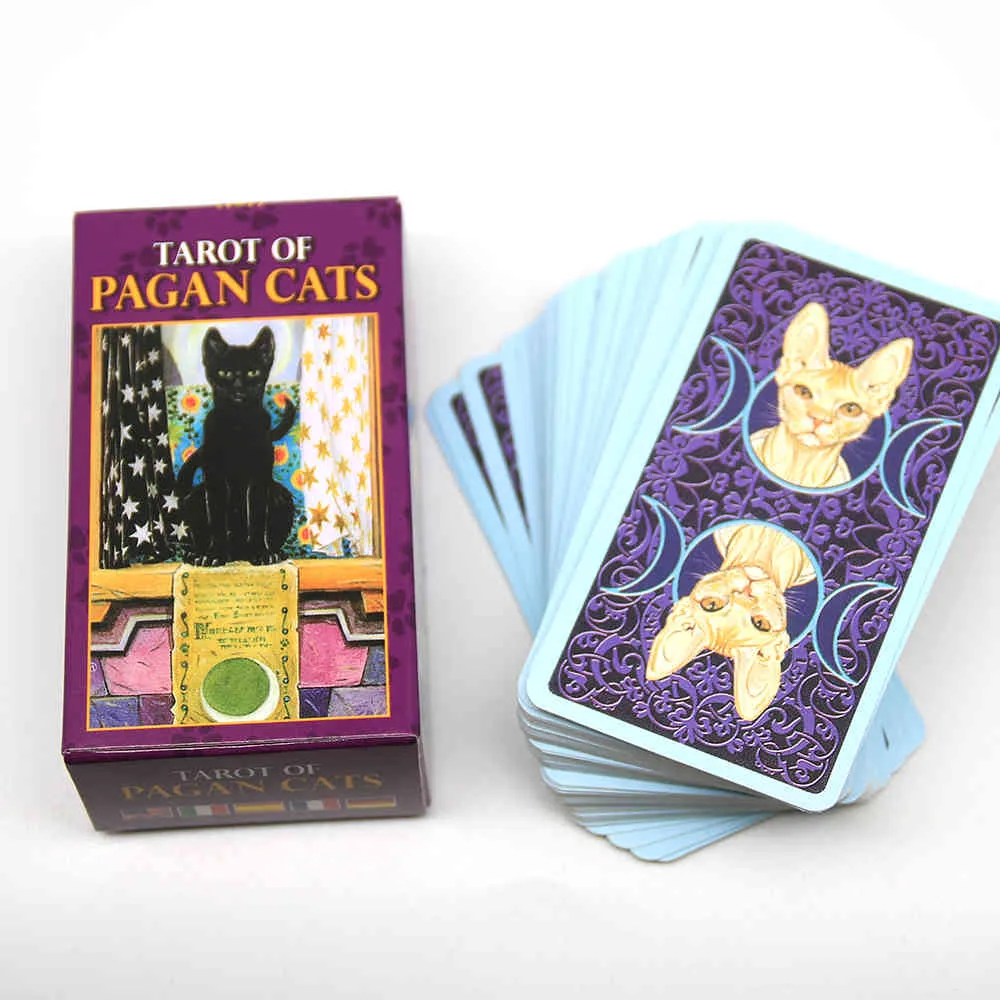 Jeu de cartes Tarot des chats païens, 78 Mini-plateaux en couleur, cinq langues, anglais, espagnol, Divination, jouet pour débutant