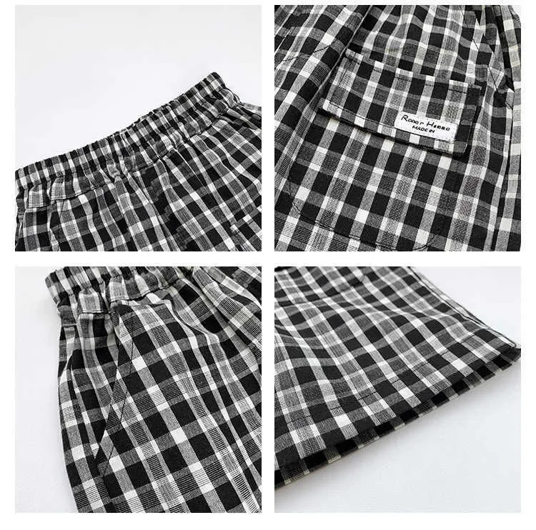 Pojkar sommar plaid casual shorts 1-6 år barn bomull lös all-match 210615