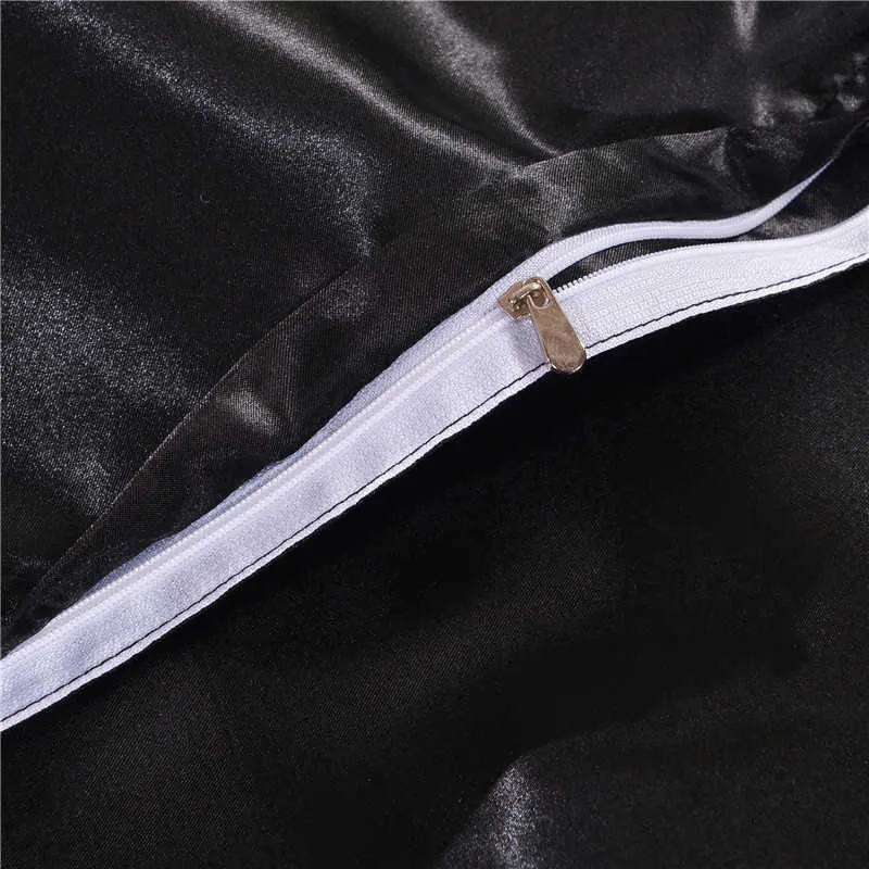 黒い寝具セットキングダブルサイズPlaクールファイバー夏使用シングルベッドシーツ高級寝具キット羽毛布団カバーセットクイーンサイズ210706