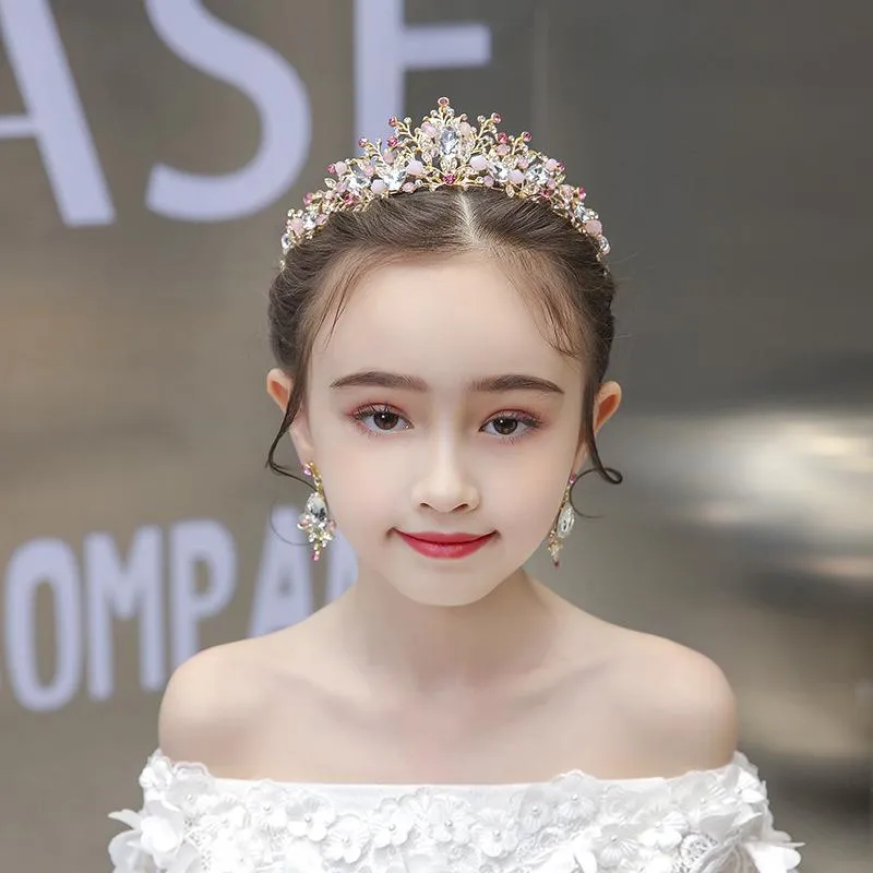 Pinces à cheveux Barrettes TB029 exquise fille princesse couronne cristal strass enfant alliage casque fleur-fille mariage anniversaire E222R
