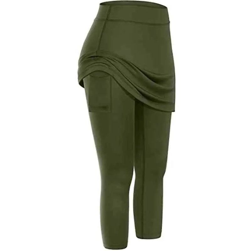 Sport-Leggings für Fitness, Damen, Tennis-Röcke, Leggings, Taschen, elastisch, Sport, Yoga, Capris, Röcke, Legging, Activewear-Hose H1221