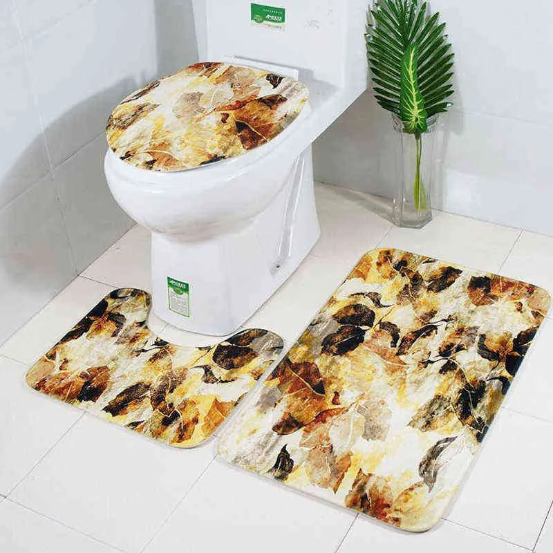 Classic Printed Bath Mats Rug Non Slip oilet Lid Cover Bathroom Carpet Bathroom Pad Set Supplies 211130