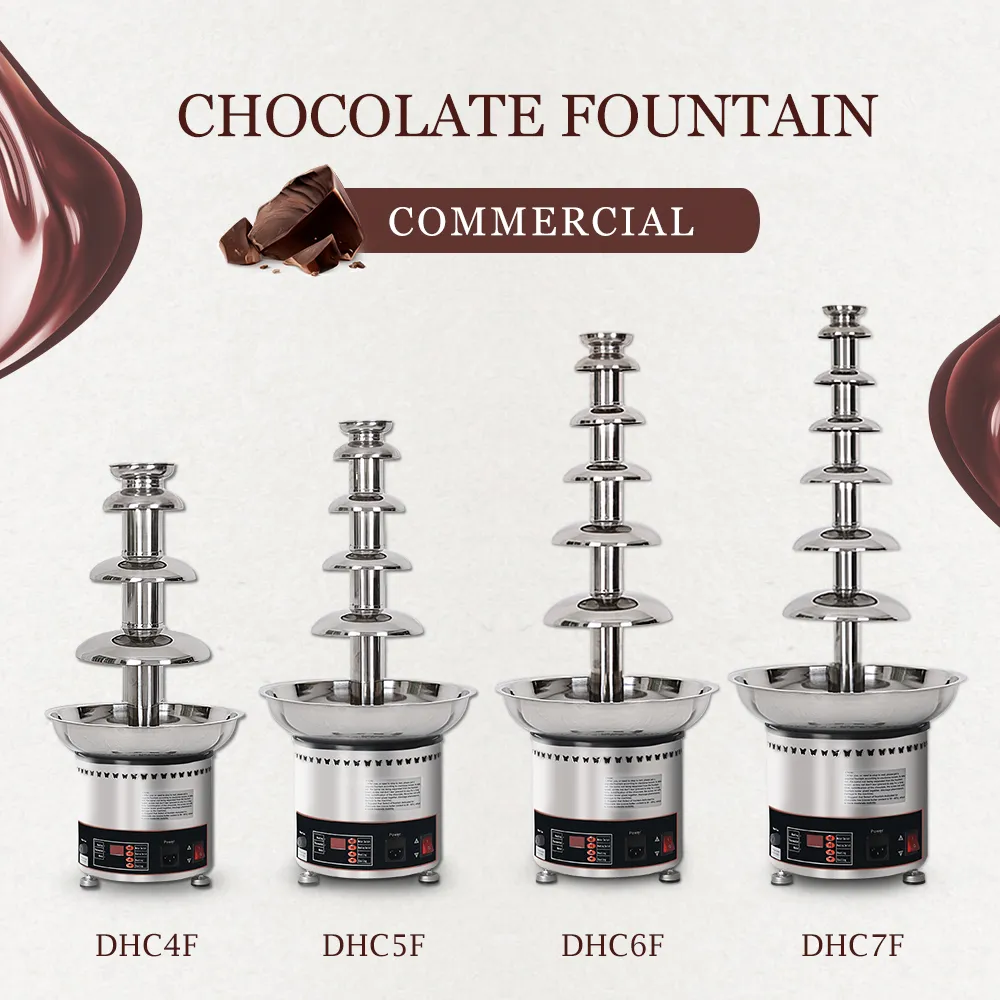 4567 Tiers Fountains de chocolat commercial Machine de fusion électrique Cylindre de chocolat en acier inoxydable pour la fête de mariage El U8599582