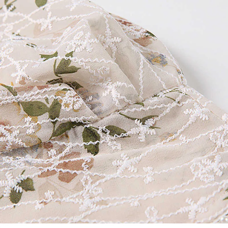 Yitimuceng Blusa con estampado floral Camisas de mujer Suelta Recta O-cuello Albaricoque Ropa Verano Coreano Moda Bohemia Tops 210601