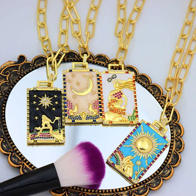 Grand pendentif en zircone cubique pour femmes, or, tournesol, fille, lune, étoile, collier turc, bijoux, cadeau de fête, nks06