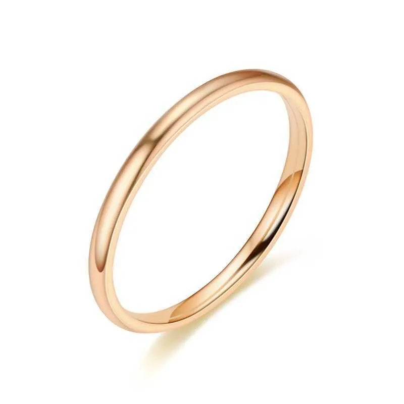 Meetvii 2mm fino titânio aço goldblacksilvercolor anel de casal simples moda rosa anel de dedo de ouro para mulheres e homens presentes q5307350