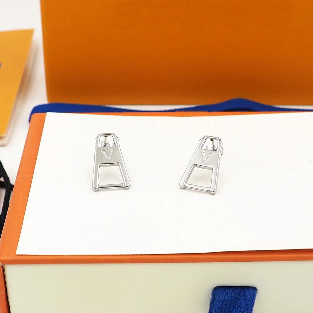 Europe America Fashion New Style Lady Women Titanium Steel Tassels Engraved V Letter Zip Earrings MP2998227S