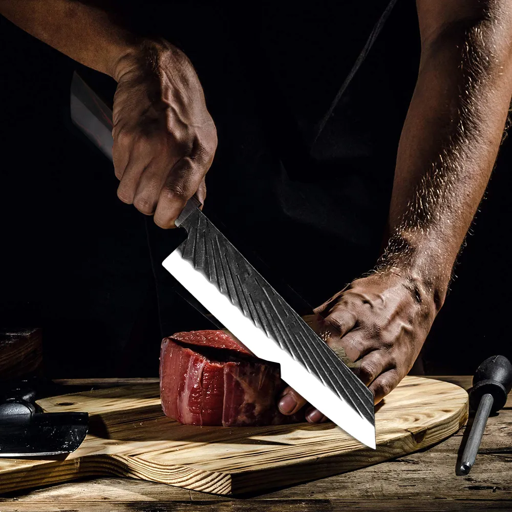 Xituo 8 مجموعات سكاكين المطبخ المصنوعة يدويا مزورة اليابانية شارب الشيف سكين 440C الصلب كليفر kiritsuke سانتوكو فائدة تقشير سكين