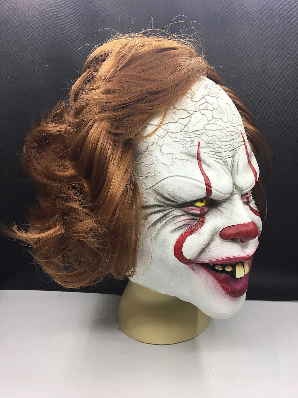 Máscara de payaso de Stephen King, máscara de Joker de terror de cara completa, máscaras de látex, máscara de payaso, accesorios de disfraz de Halloween, máscaras de fiesta 233S