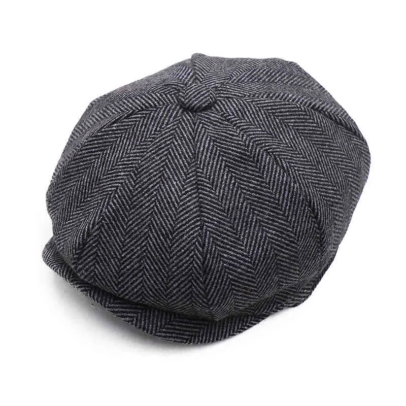 Grande taille Peaky Blinders hommes bérets chapeau automne Vintage chevrons octogone casquette femmes décontracté citrouille Gatsby béret plat 21042229M