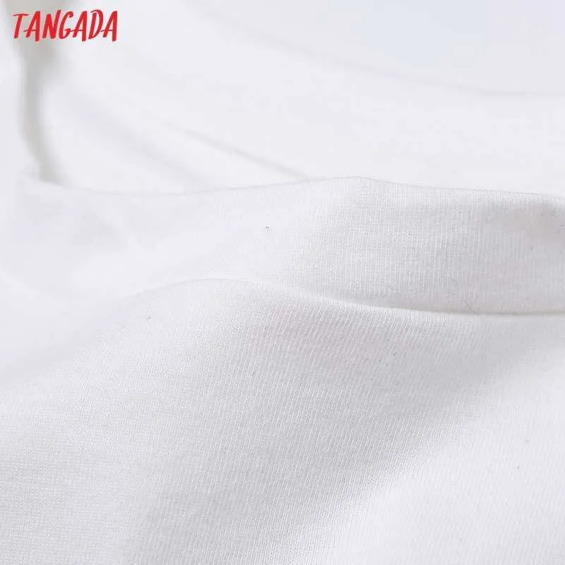 Tangada été femmes imprimer surdimensionné culture coton t-shirt à manches courtes dames t-shirt décontracté Street Wear haut 4H40 210623