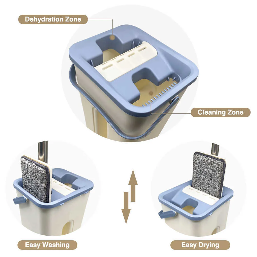 RODANNY Sihirli Mops Zemin Temizleme El paspas elleri kova düz damla ev mutfak aracı 220113223v