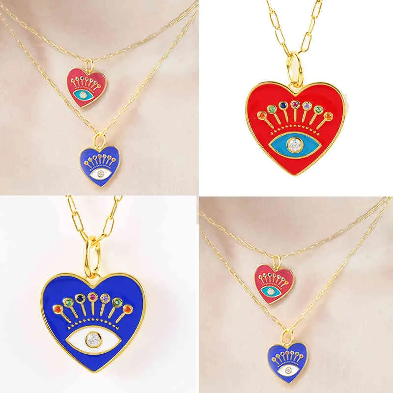 ROXI-gargantilla de cadena delicada con esmalte colorido para mujer, colgante de corazón esmaltado, accesorios de joyería, regalo de San Valentín