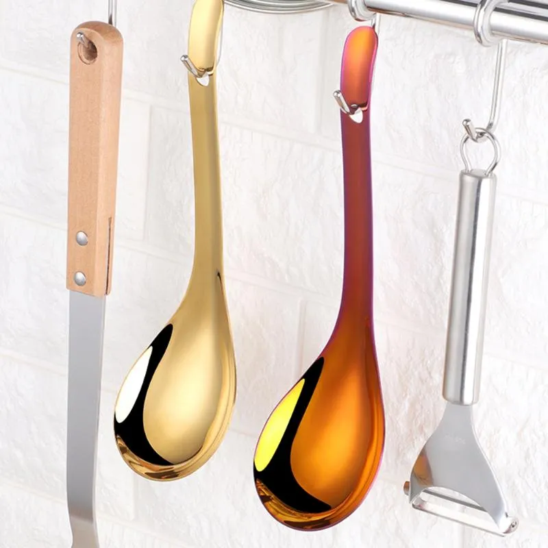 Spoons Large Soup Stainless Steel Ladle Rice Serving Spoon Gold Kitchen Cooking Table Utensil275D