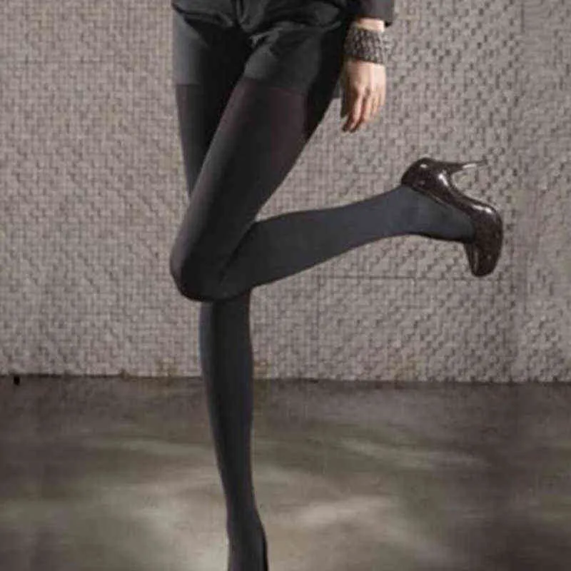 Pantyhose Women Thick Warm Winter Solid Color Footed Pantyhose Sexy Women Tights Velvet Stretchy Hosiery 211221
