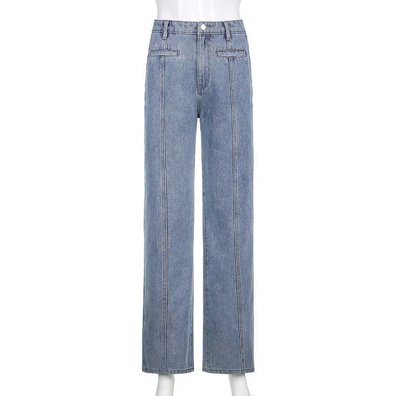 Stern Muster Blau Flare Jeans Weibliche Y2k Denim Hosen Für Frauen Vintage Harajuku Hohe Taille Volle Länge Hosen s 210629