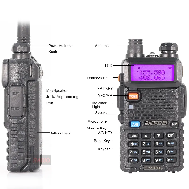 Baofeng 5R Walkie Talkie 10km CB Radio Pailler Station Двухстороннее Wace-Talking 2 шт. Мощные -5R 82 UV 9R DMR