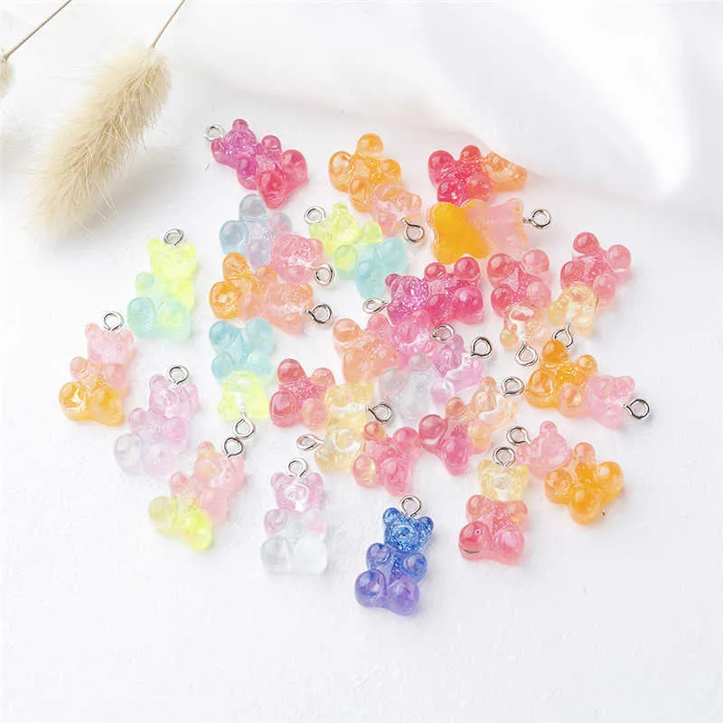 YEYULIN 100 stks Candy Bear schattige hars charmes DIY patch bevindingen gummy oorbellen sleutelhanger ketting hanger sieraden decor accessoire 21994