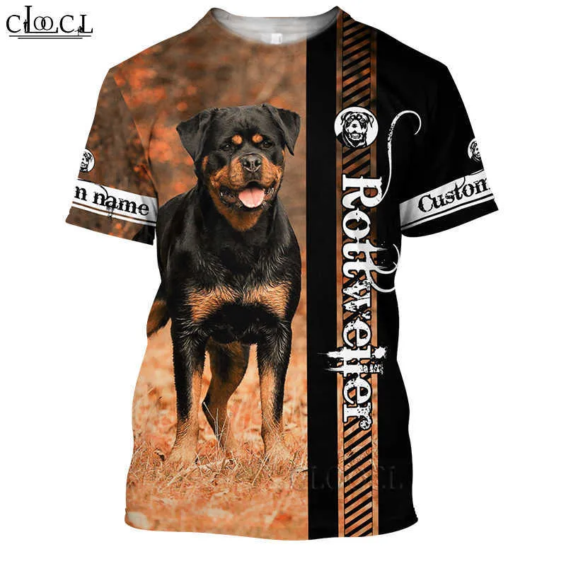 HX Bella Rottweiler Caccia 3D Stampa Uomo Donna Moda T-shirt Harajuku Abbigliamento Oversize Tee Shirts Top Drop 210707